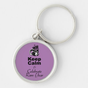 Behållans Lugn firar Ram Year Round Keychain Rund Silverfärgad Nyckelring