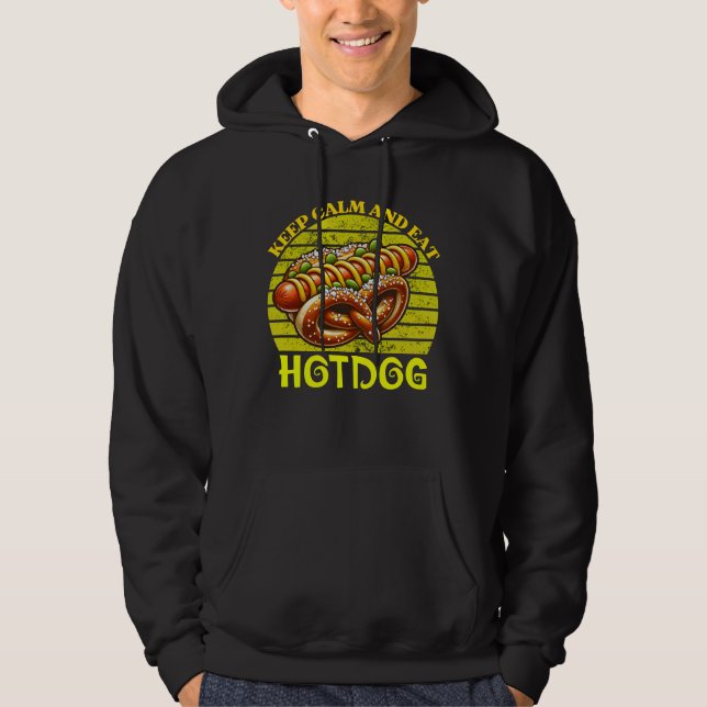 behållans lugn och äta hotdog hoodie (Framsida)