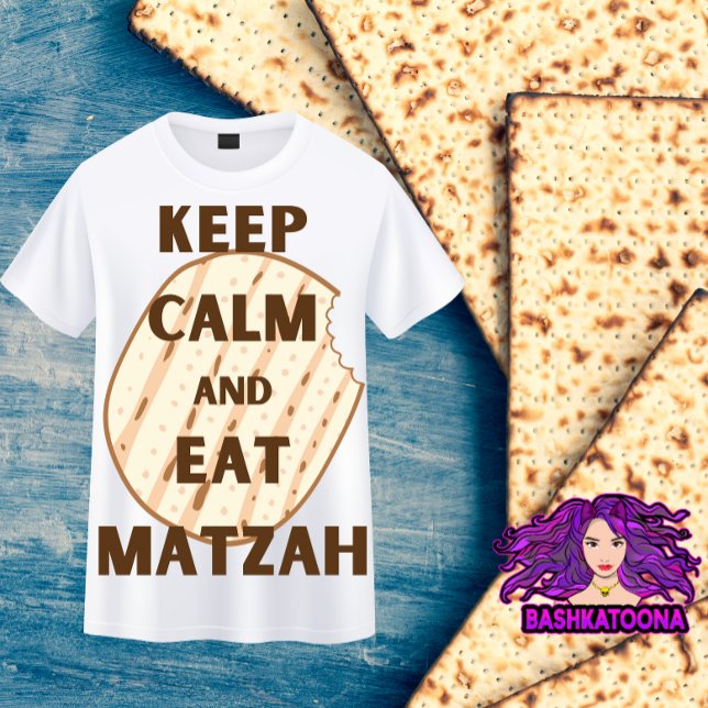Behållans Lugn och äta Matzah Funny Passover Desig T Shirt (Skapare uppladdad)