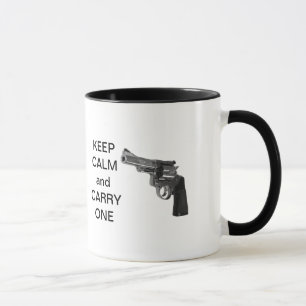 Behållans Lugn och bär ett (handeldvapen) mugg