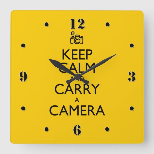 Behållans Lugn och bära en kamera Fyrkantig Klocka (Framsida)