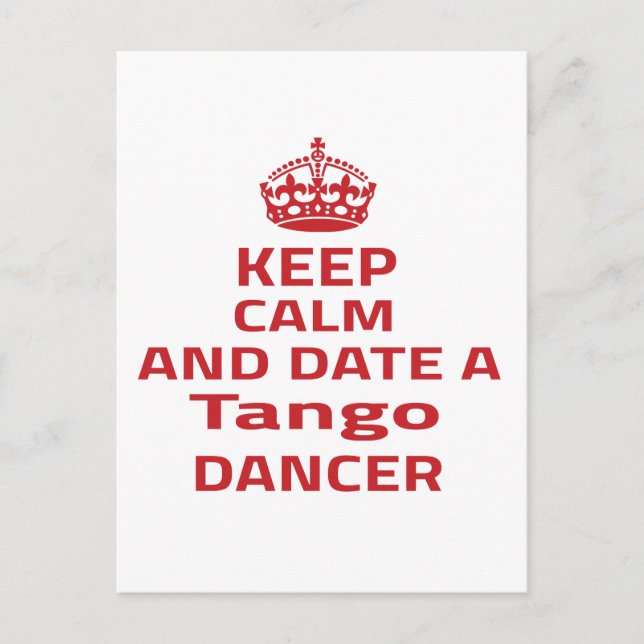 Behållans lugn och datum för en Tango-dansare Vykort (Framsida)
