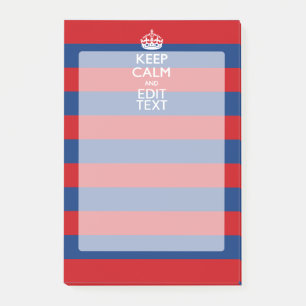 BEHÅLLANS LUGN OCH din text om Röda blå Rand Post-it Block