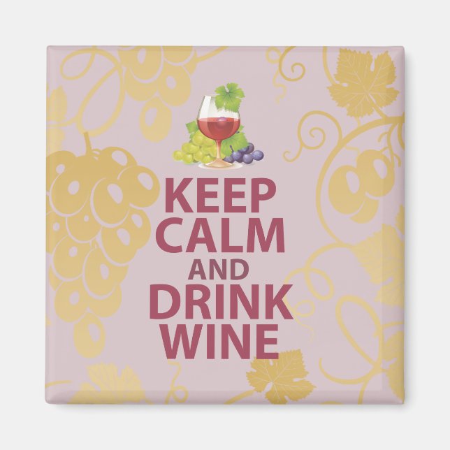 Behållans Lugn och Drink Vin Gift Unik Art Design Magnet (Framsidan)