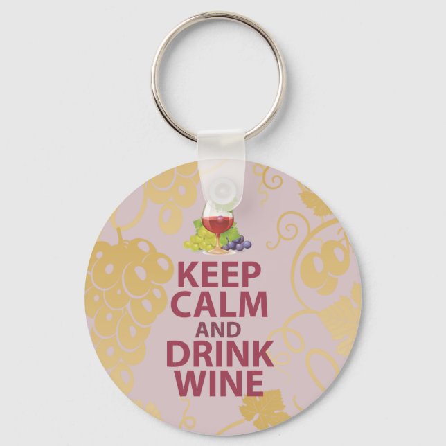 Behållans Lugn och Drink Vin Gift Unik Art Design Nyckelring (Framsida)
