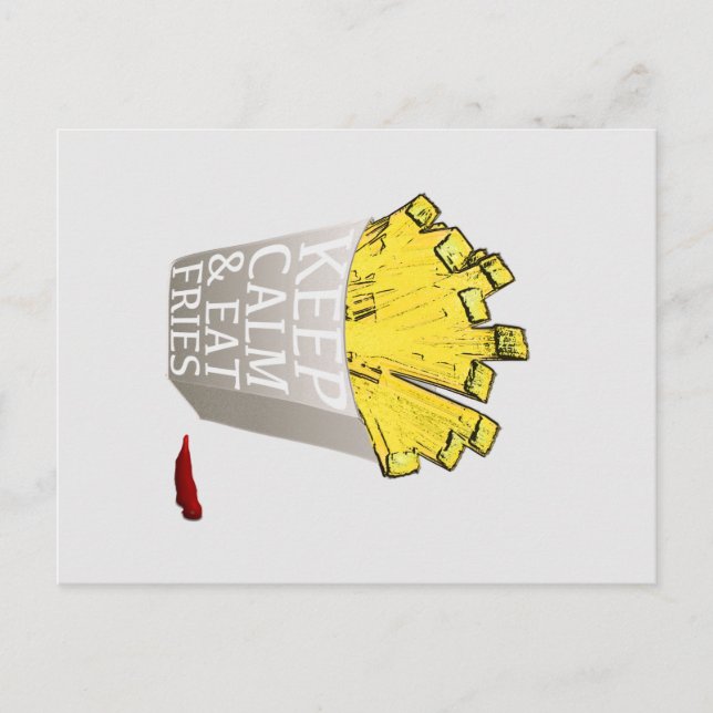 Behållans Lugn och Eat Fries-papp Vykort (Framsida)