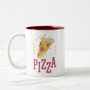 BEHÅLLANS LUGN OCH EAT PIZZA - FUNNY Två-Tonad MUGG