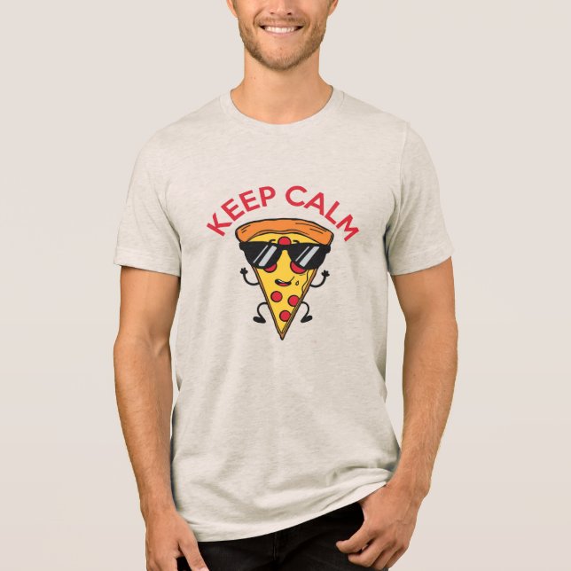 Behållans Lugn och Eat Pizza T Shirt (Framsida)