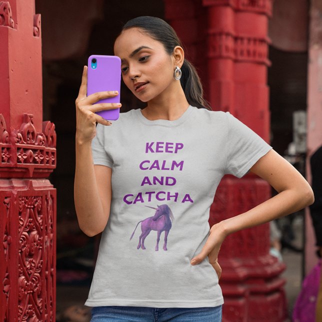 Behållans Lugn och Fånga en Lila Unicorn Women's T Shirt (Keep Calm and Catch a Purple Unicorn T-Shirt)