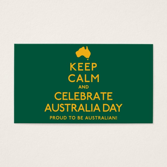 Behållans Lugn och fira Australiens dag! Visitkort (Framsidan)