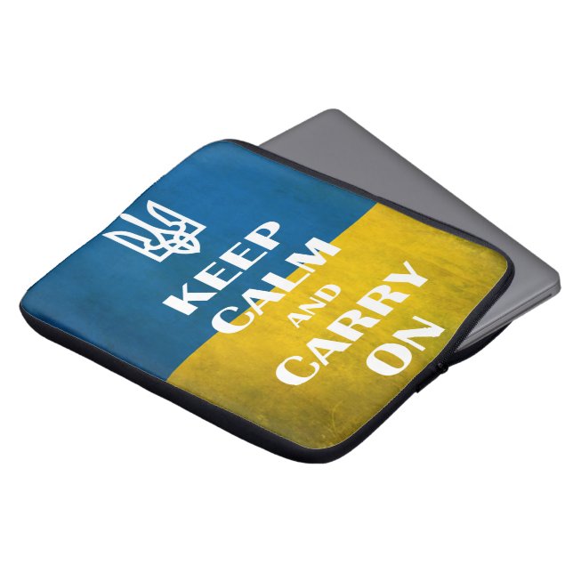 Behållans lugn och fortsätt med ukrainska emblemet laptop fodral (Framsida topp)