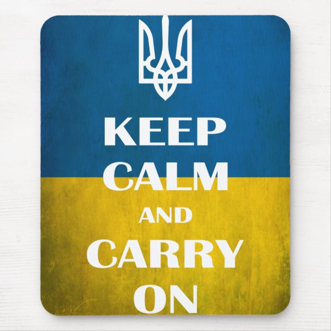 Behållans lugn och fortsätt med ukrainska emblemet musmatta (Framsidan)