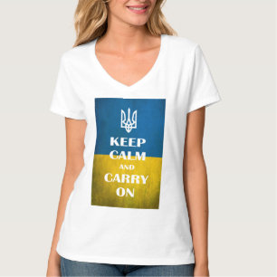 Behållans lugn och fortsätt med ukrainska emblemet t shirt
