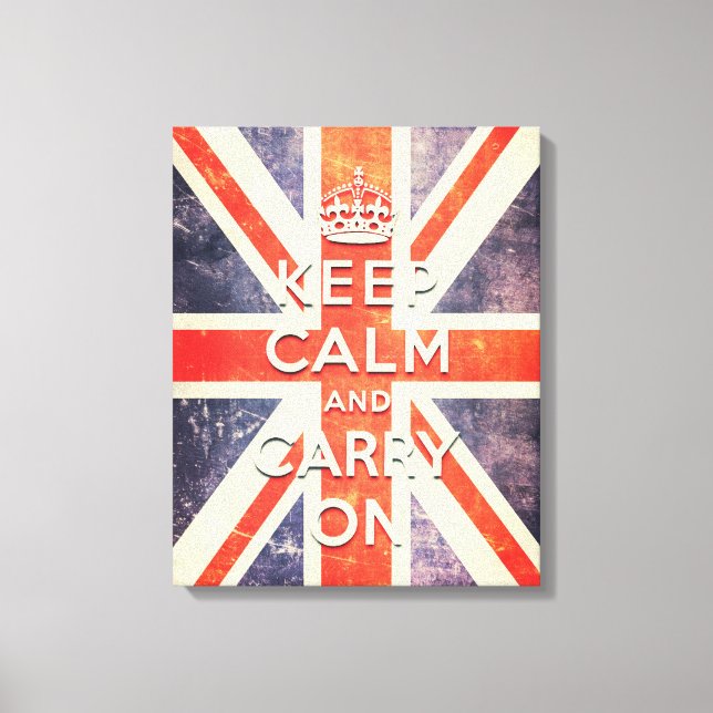behållans lugn och fortsätt vintage Union Jack fla Canvastryck (Framsida)