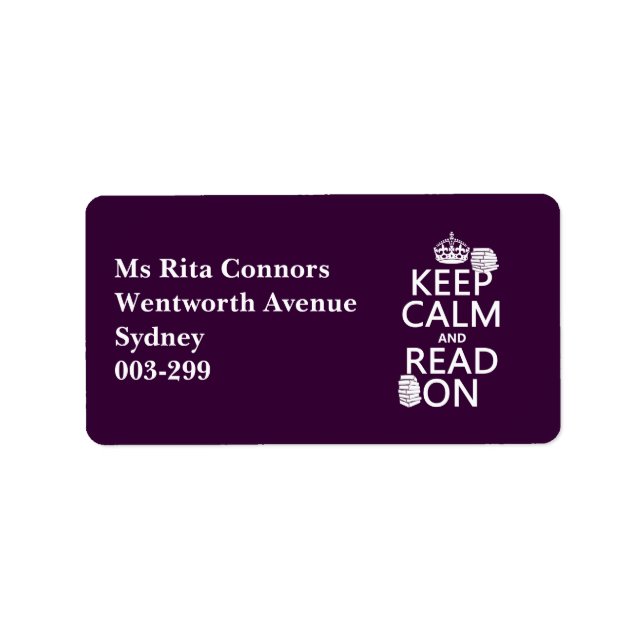 Behållans Lugn och Läs på (i valfritt färg) Adressetikett (Framsidan)