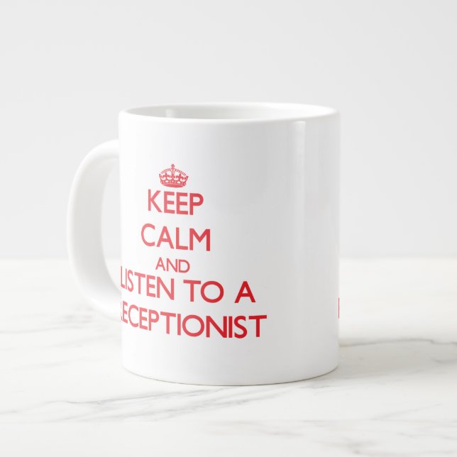 Behållans Lugn och lyssna på en Receptionist Jumbo Mugg (Framsida vänster)