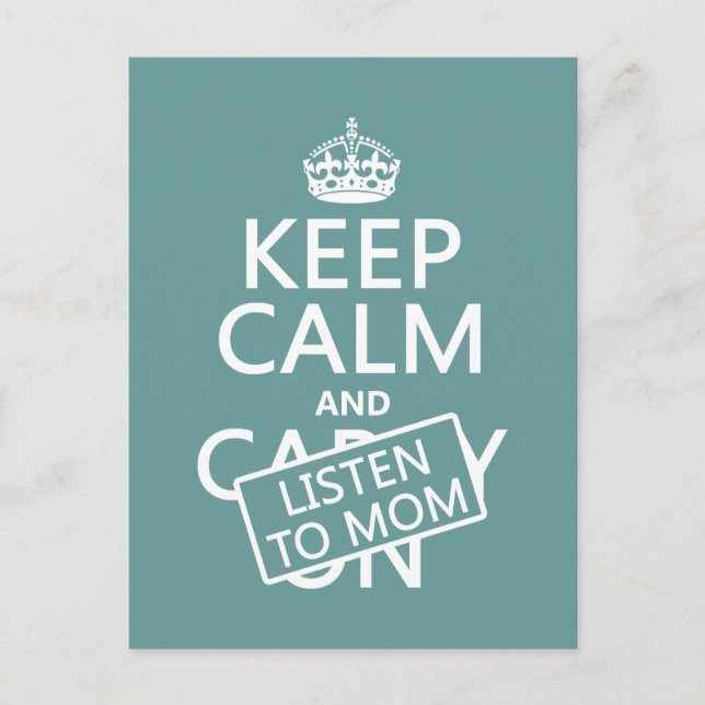Behållans Lugn och lyssna på Mamma (i alla färg) Vykort (Framsida)