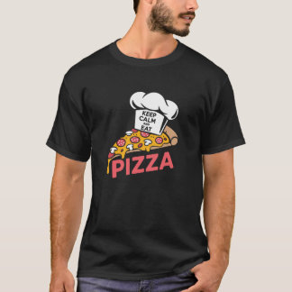 Behållans Lugn och mat Pizza Funny Food Ord T Shirt