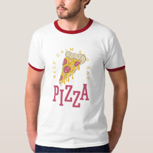 Behållans Lugn och mat Pizza Funny Food Ord T Shirt