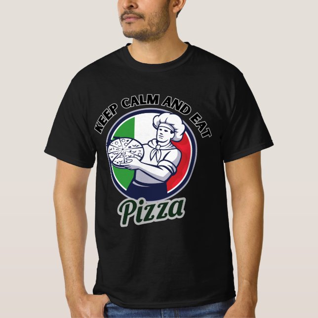 Behållans Lugn och mat Pizza T Shirt (Framsida)