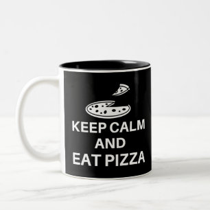 Behållans Lugn och mat Pizza Två-Tonad Mugg