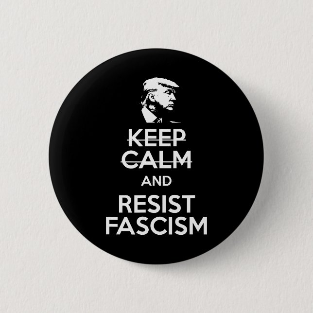 Behållans Lugn och motstå fascismen antitrumpump T Knapp (Framsida)