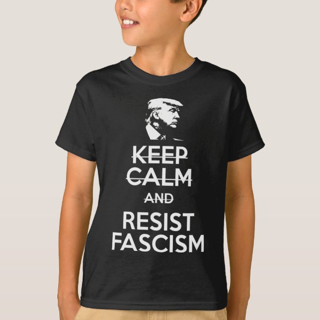 Behållans Lugn och motstå fascismen antitrumpump T Shirt (Framsida)