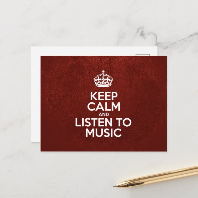 Behållans Lugn och musik - Röda läder Vykort (Fram/Back In Situ)