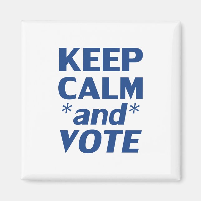 "behållans lugn och omröstning" blått, vitt - magnet (Framsidan)