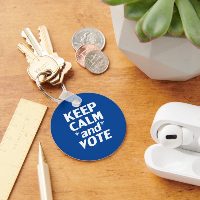 "Behållans Lugn och omröstning" blått vitt Nyckelring (Skrivbord)