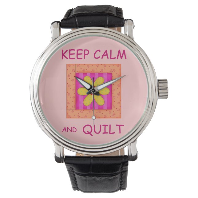 Behållans Lugn och Quilt Applique Flower Block Armbandsur (Framsida)
