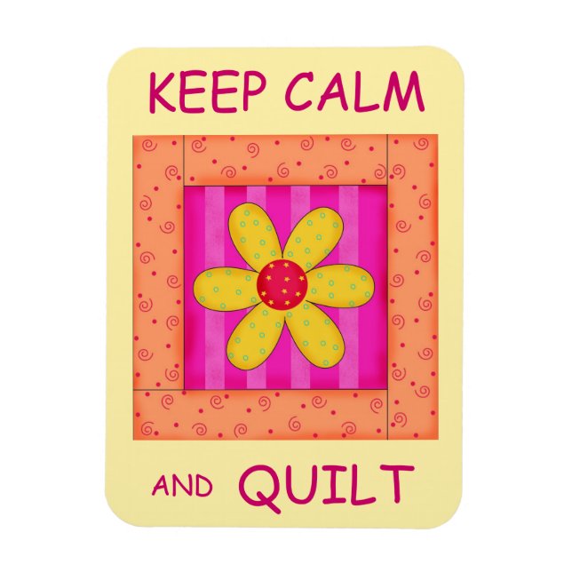 Behållans Lugn och Quilt Applique Flower Block Magnet (Vertikal)
