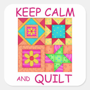 Behållans Lugn och Quilt Colorful Patchwork-block Fyrkantigt Klistermärke