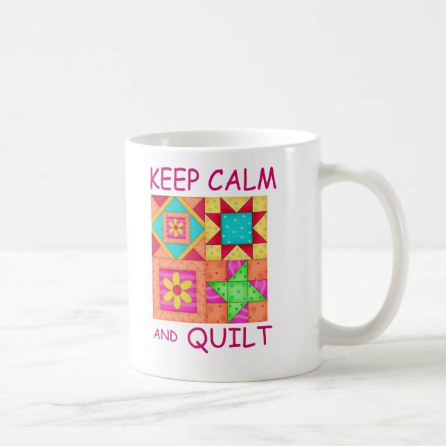 Behållans Lugn och Quilt Colorful Patchwork-block Kaffemugg (Höger)