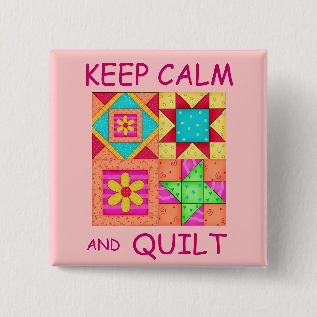 Behållans Lugn och Quilt Colorful Patchwork-block Knapp (Framsida)