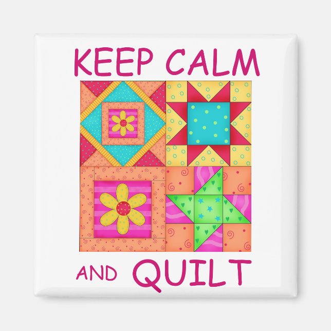 Behållans Lugn och Quilt Colorful Patchwork-block Magnet (Framsidan)