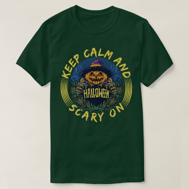 Behållans Lugn och Scary on FUNNY Jack-O-Lantern H T Shirt (Design framsida)
