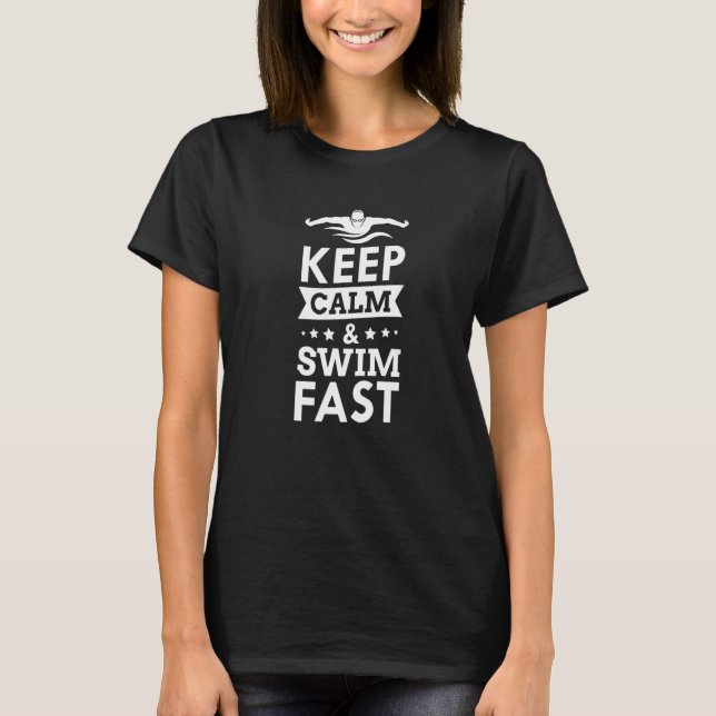 Behållans Lugn och Simma Swimmer Swimming Coach Sp T Shirt (Framsida)