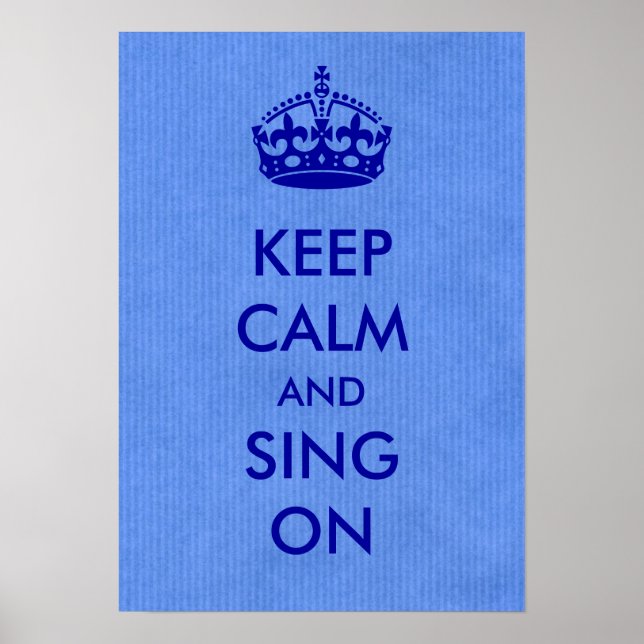 Behållans Lugn och Sjunga på Blue Kraft Papper Poster (Framsidan)