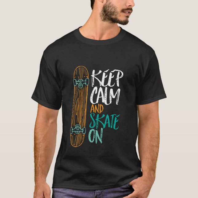 Behållans Lugn och skal på t-skjorta med skateboar Tee Shirt (Framsida)