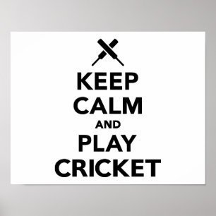Behållans lugn och spela Cricket Poster