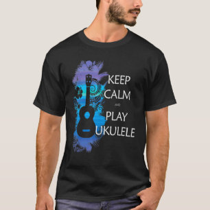 Behållans Lugn och spela Ukulele-stamfärgad T Shirt
