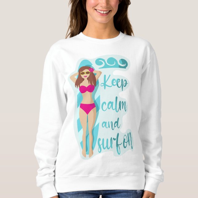 Behållans lugn och surfa på brunettflicka t shirt (Framsida)