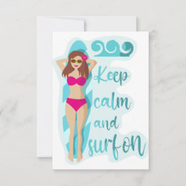 Behållans lugn och surfa på brunettflicka tack kort