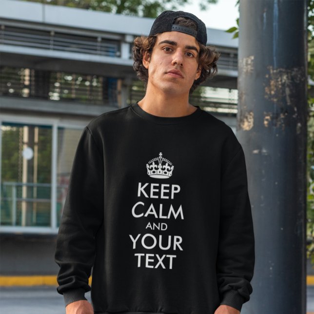 BEHÅLLANS LUGN OCH TEXTEN LÅNG ÄRMAD TRÖJA (Create your own Keep Calm and Your Text sweatshirts.)