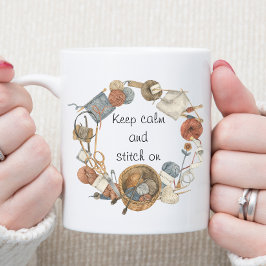 Behållans Lugn och textning vid stickning Kaffemugg