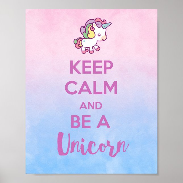 Behållans Lugn och vara en enhet - Cute Rainbow Om Poster (Framsidan)