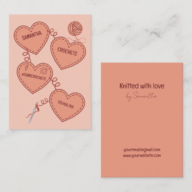 Behållare för Crochet Professionell Knitting Handm Visitkort (Fram/baksida)