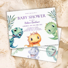 Behållare för spädbarn i cute Watercolor Dinosaur Inbjudan Vykort