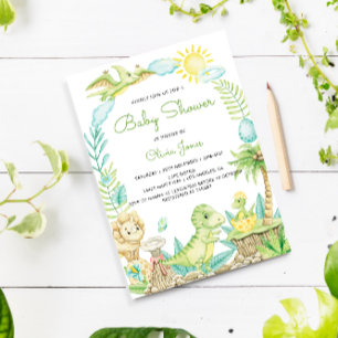 Behållare för spädbarn i cute Watercolor Dinosaur Inbjudningar